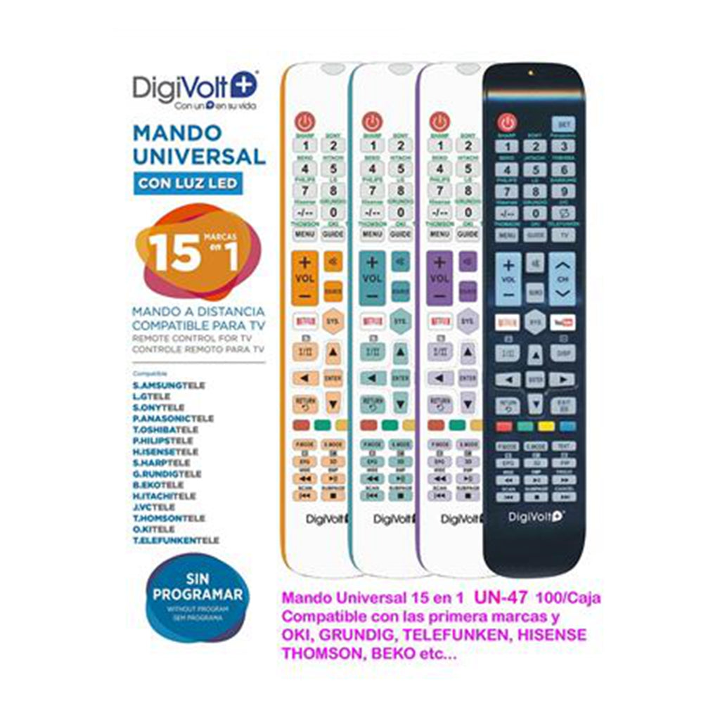 DigiVolt UN-47 Mando Universal Compatible con 15 Marcas