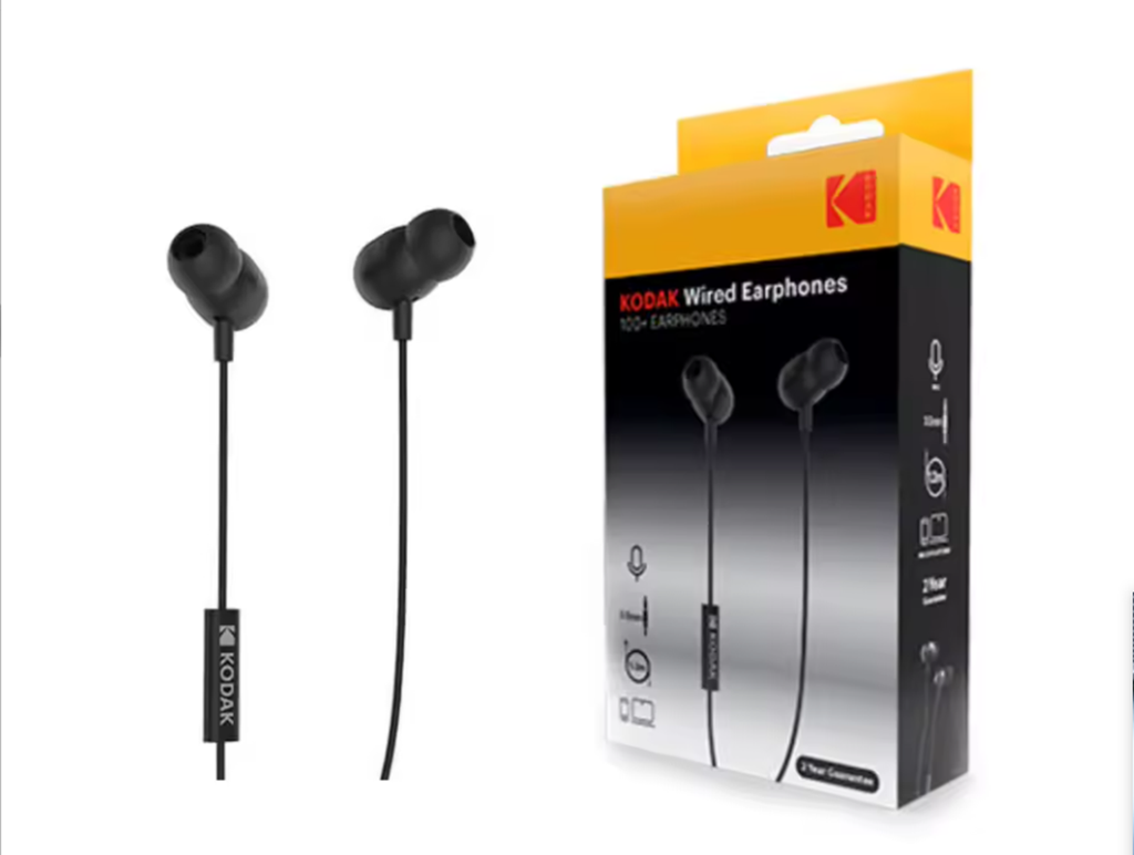 Auriculares Kodak 100 Wired + Micrófono Conexión Jack 3.5mm, compatible con Smartwatch, Playstation 3/4, PC, Portátil Negro