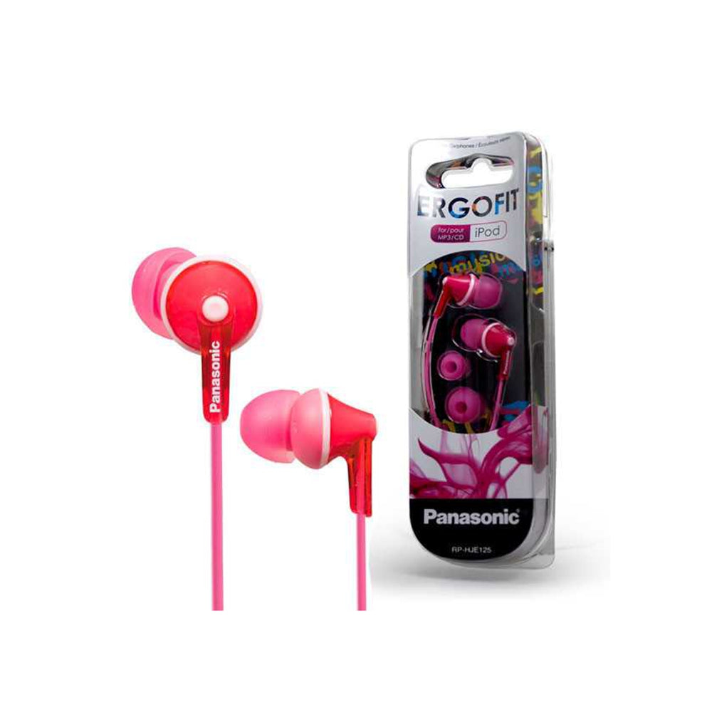 Panasonic RP-HJE125E Auriculares Botón con Cable, In-Ear, Sonido Estéreo para Móvil, MP3/MP4 , Diseño de Ajuste Cómodo, Imán Neodimio 9 mm,