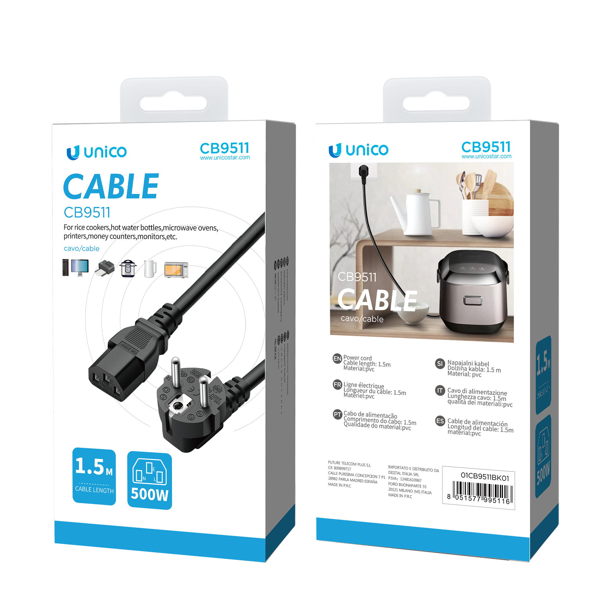 Unico CB9511 Cable de alimentación con sufijo de estilo europeo