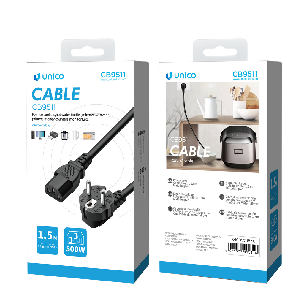 Unico CB9511 Cable de alimentación con sufijo de estilo europeo