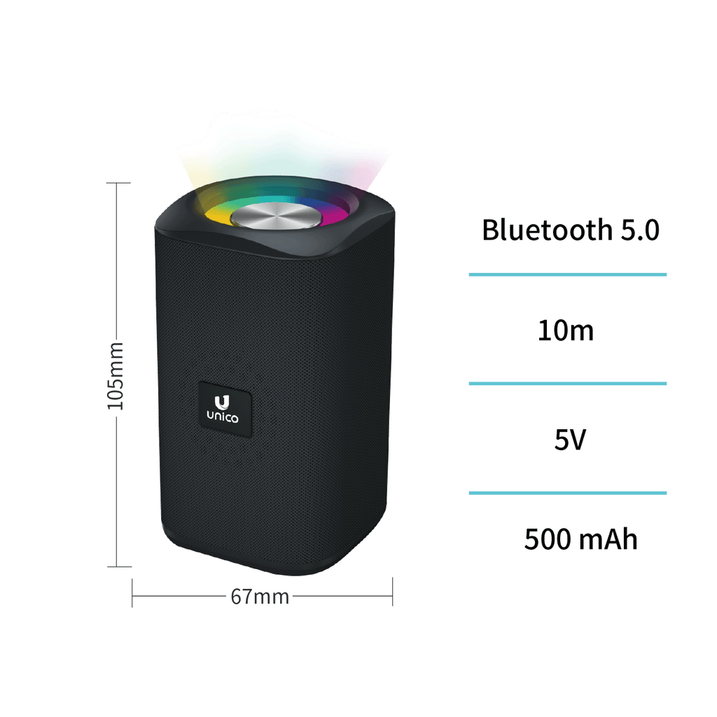 Unico BS9949 Altavoz bluetooth con luz anular de colores