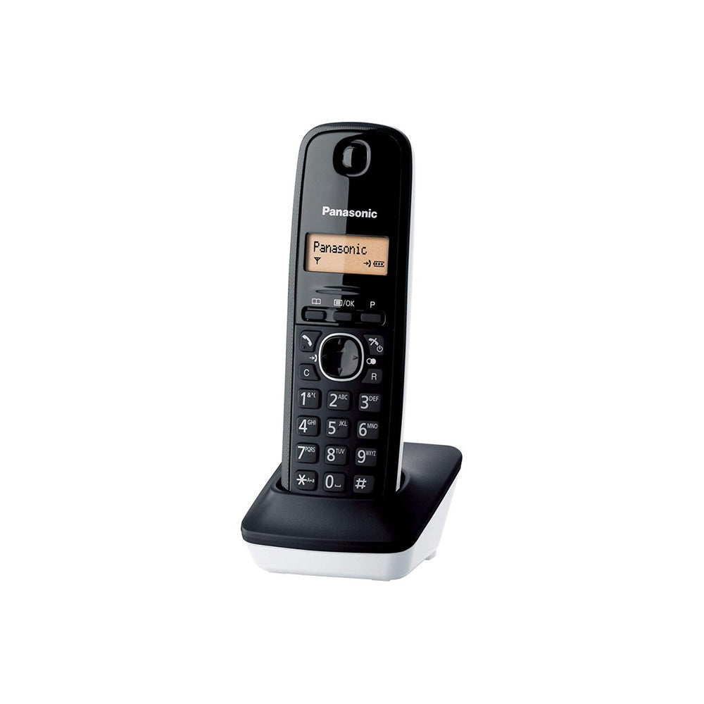 Panasonic KX-TG1611SPH - Teléfono Fijo Inalámbrico DECT, LCD, Identificador de Llamadas, Agenda de 50 Números, Tecla de Navegación, Alarma, Reloj