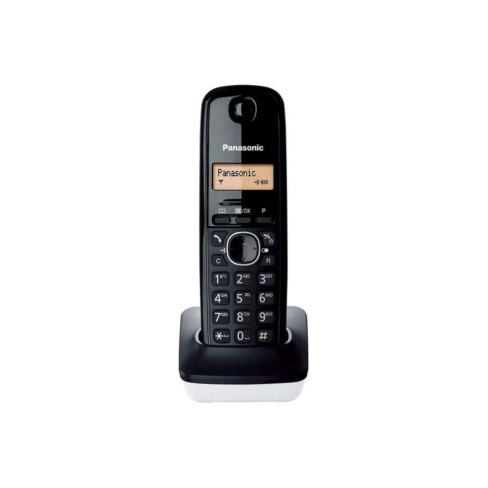 Panasonic KX-TG1611SPH - Teléfono Fijo Inalámbrico DECT, LCD, Identificador de Llamadas, Agenda de 50 Números, Tecla de Navegación, Alarma, Reloj