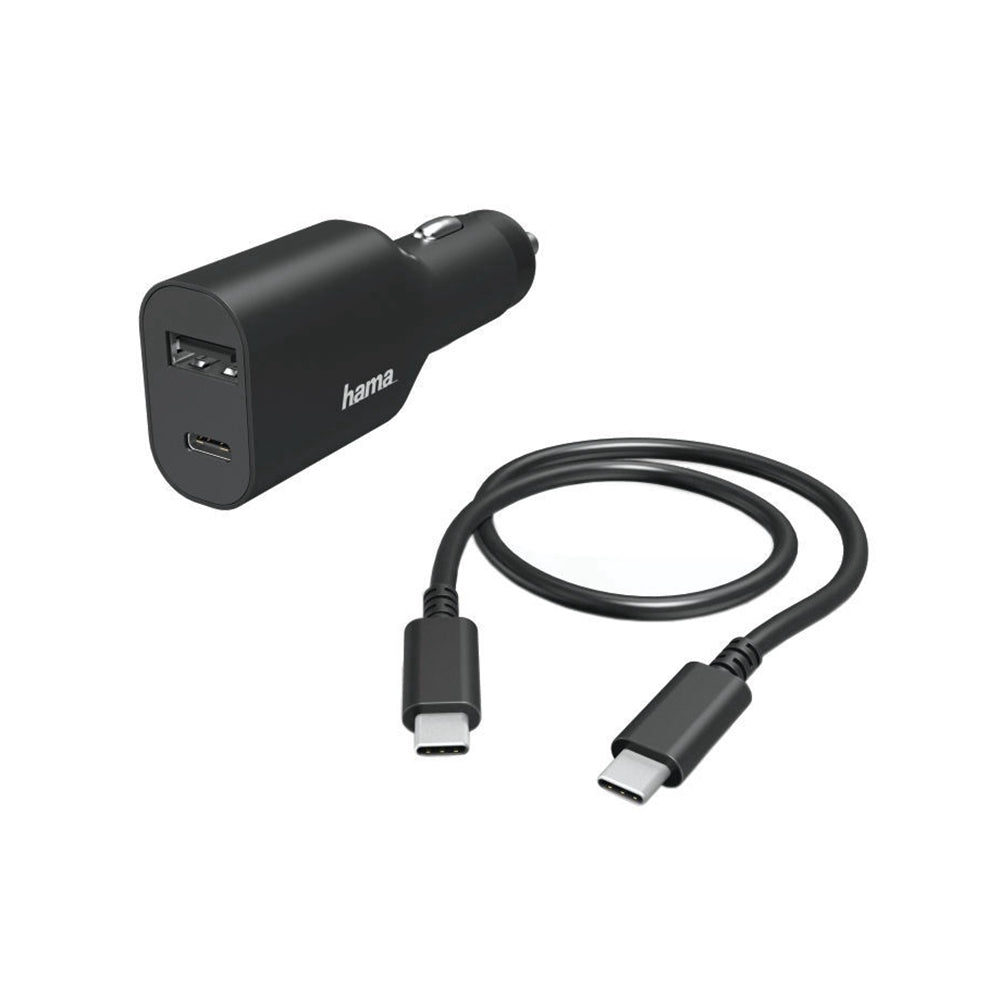 Hama | Cargador para Coche USB C (Fuente de alimentación Universal USB C para Coche, Fuente de alimentación para portátil Power Delivery, 5 – 20 V/70 W) Negro