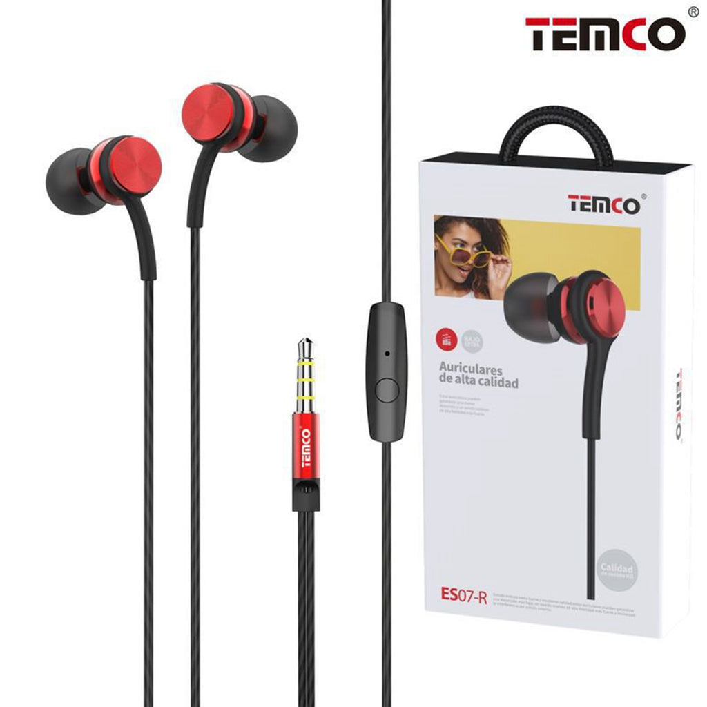 TEMCO ES07 Auriculares Intrauditivos Metál. Mic