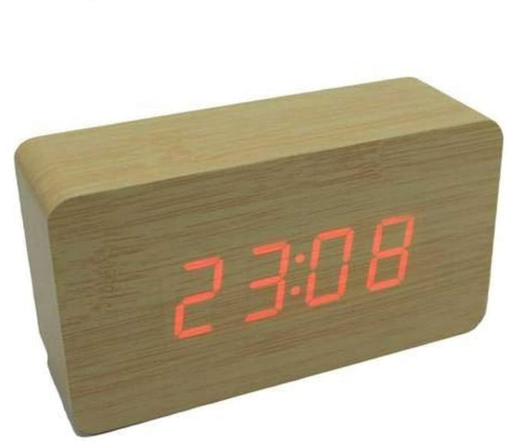 SANDA SD-0039 Reloj Despertador DE Mesa Rectangular Madera LED Elegante