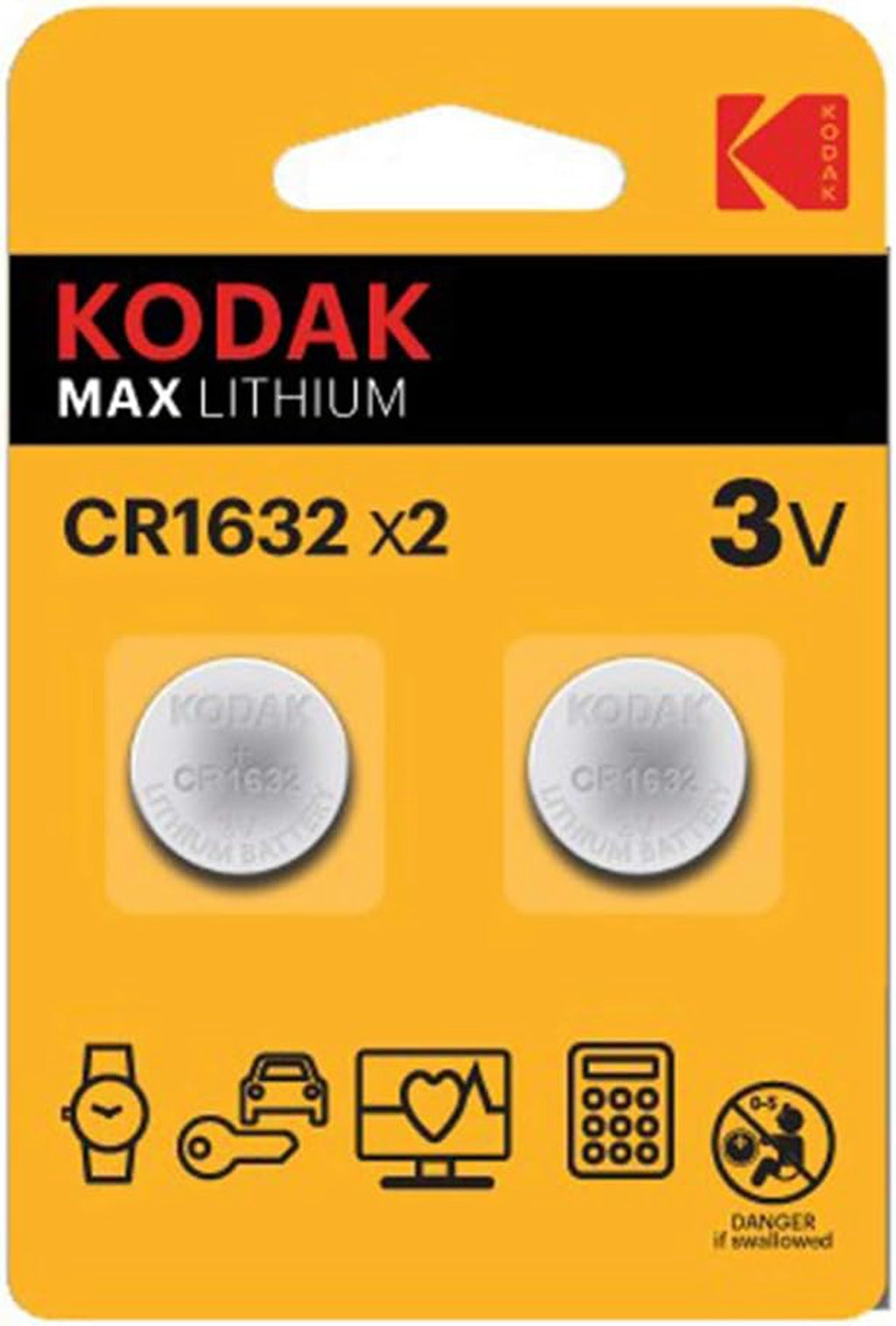 Kodak Pila de Botón MAX Litio CR1632 3V x 2 uds