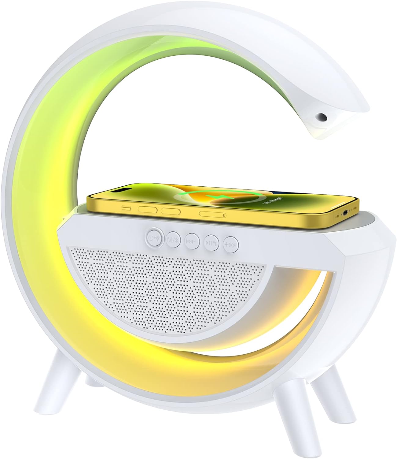 DOKI BT2301 Lámpara de ambiente de carga inalámbrica con altavoz Bluetooth, Radio FM modo de iluminación de sincronización de música para dormitorio y oficina