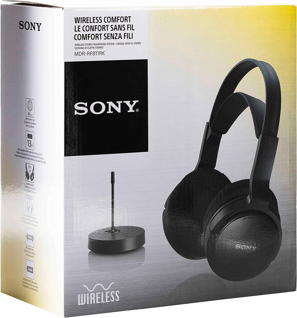 Sony MDR-RF811RK Auriculares de Diadema Cerrados Inalámbricos, Negro