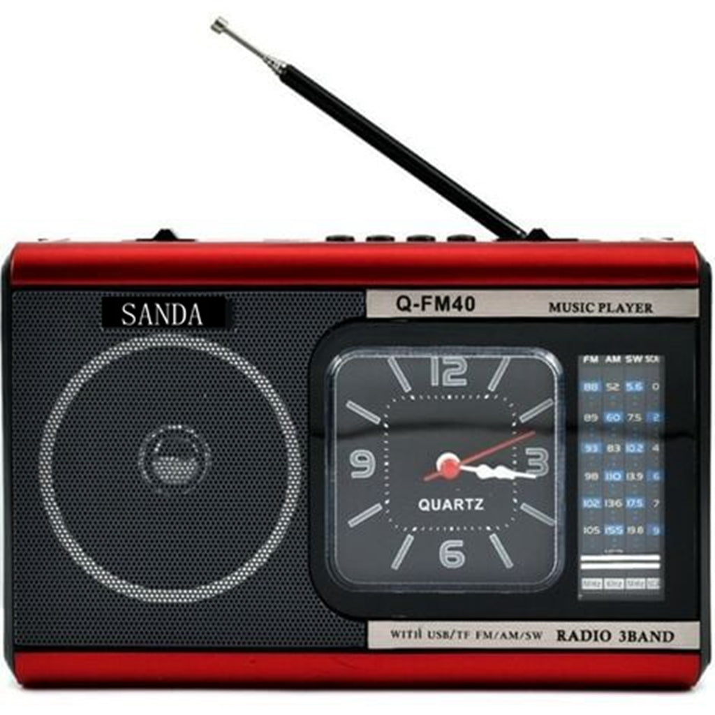 SANDA SD-4015 RADIO FM, AM USB, MICRO SD, BLUETOOTH, MP3, RELOJ Y LINTERNA