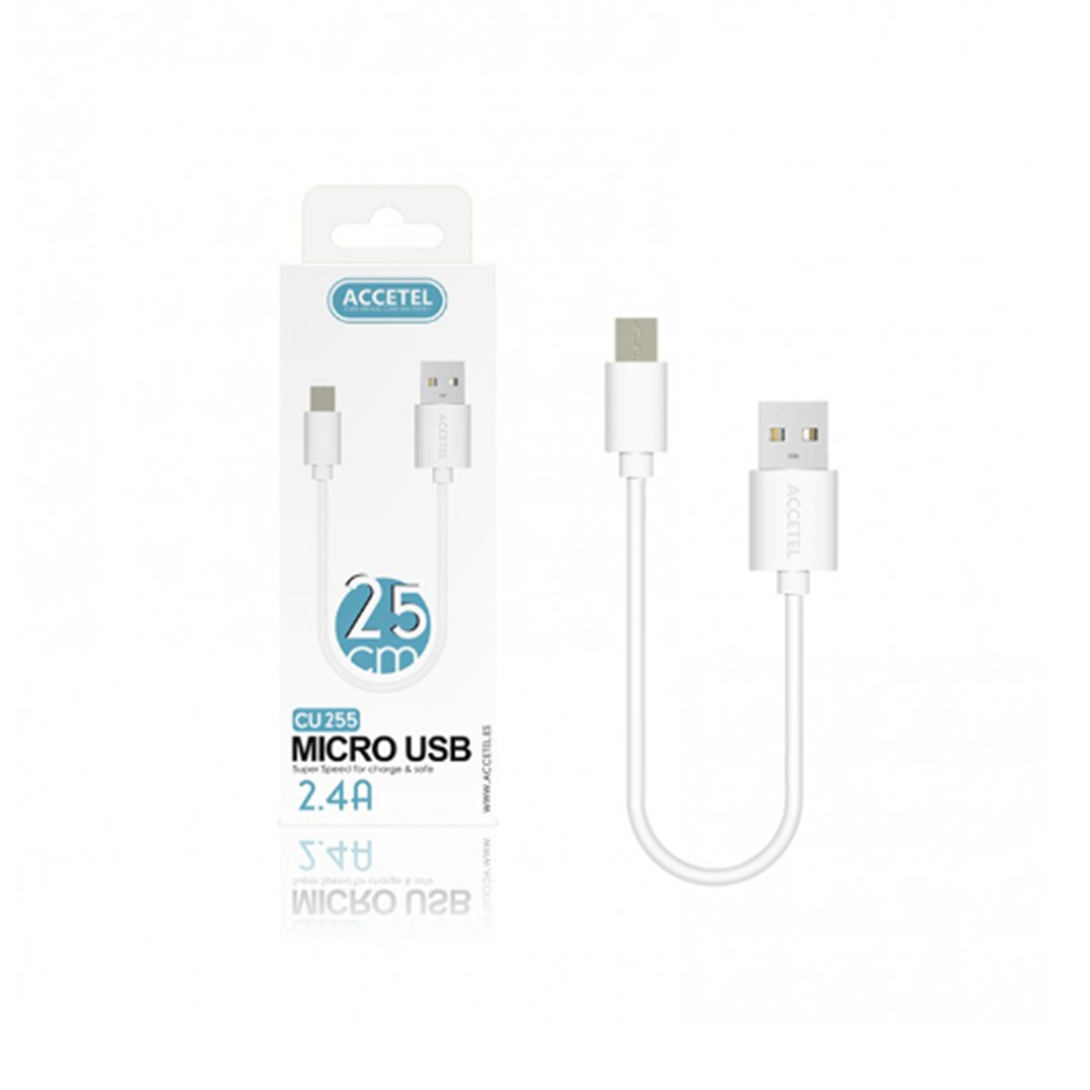 CU255 Cable Datos 2.4A - Micro USB Blanco (0.25M)