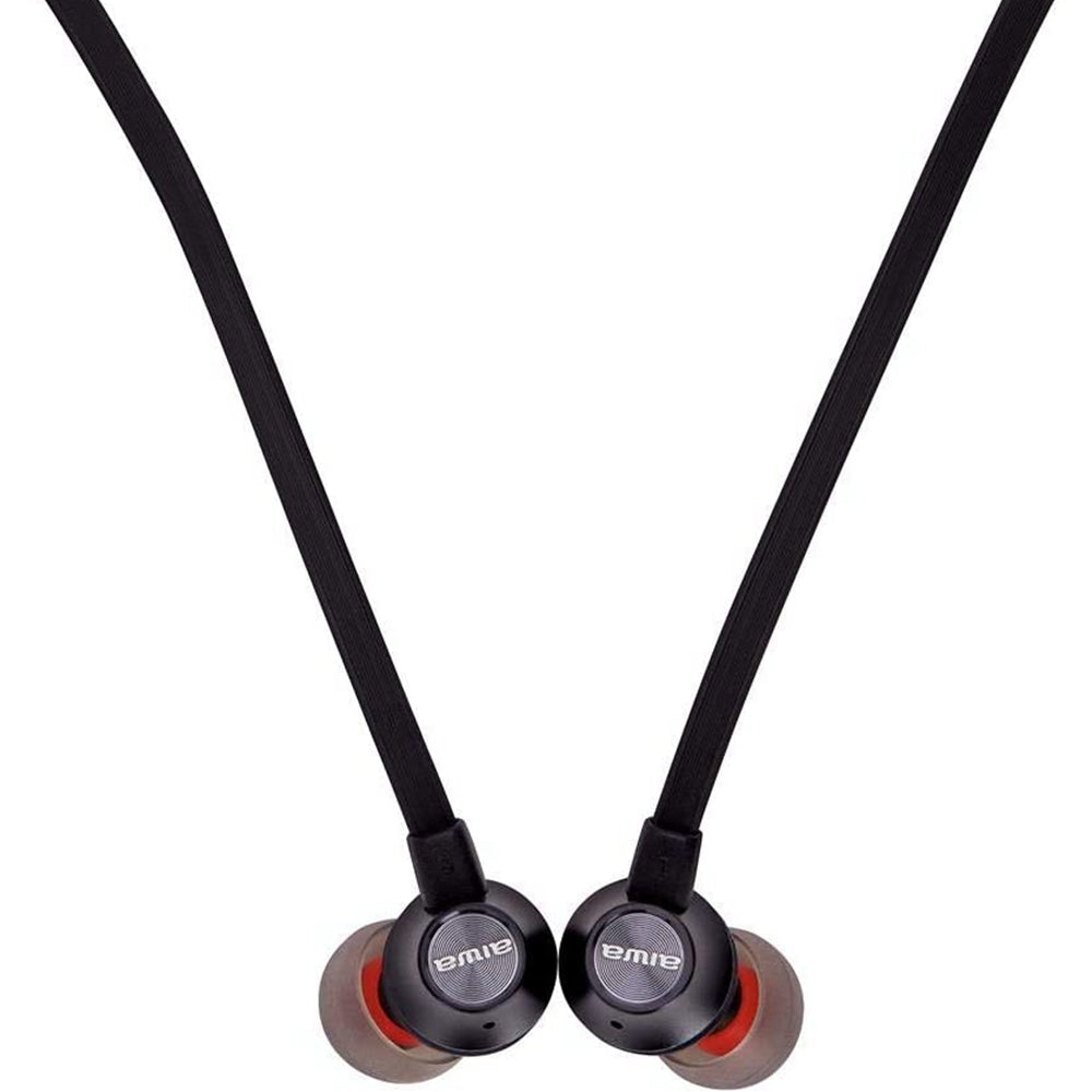 Aiwa ESTBT-400BK: Auriculares Deportivos inalámbricos Bluetooth 5.0, Manos Libres, In-Wire Soft-Touch, Hyperbass, Diseño ergonómico, Resistente al Agua (IPX5), Batería 6h, Recarga rápida, Color Negro