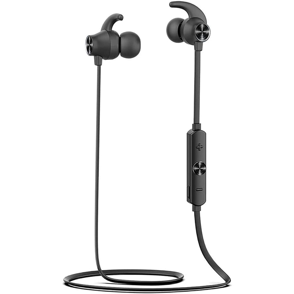 Aiwa ESTBT-400BK: Auriculares Deportivos inalámbricos Bluetooth 5.0, Manos Libres, In-Wire Soft-Touch, Hyperbass, Diseño ergonómico, Resistente al Agua (IPX5), Batería 6h, Recarga rápida, Color Negro