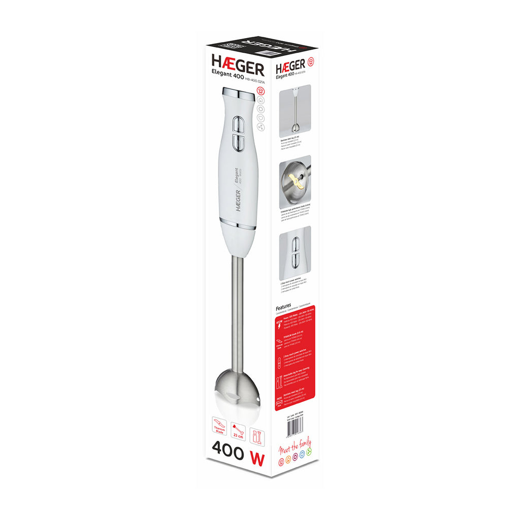 HAEGER HB-400.021A Elegant - Batidora de Mano 400W, 2 Interruptores de Toque fácil y Suave