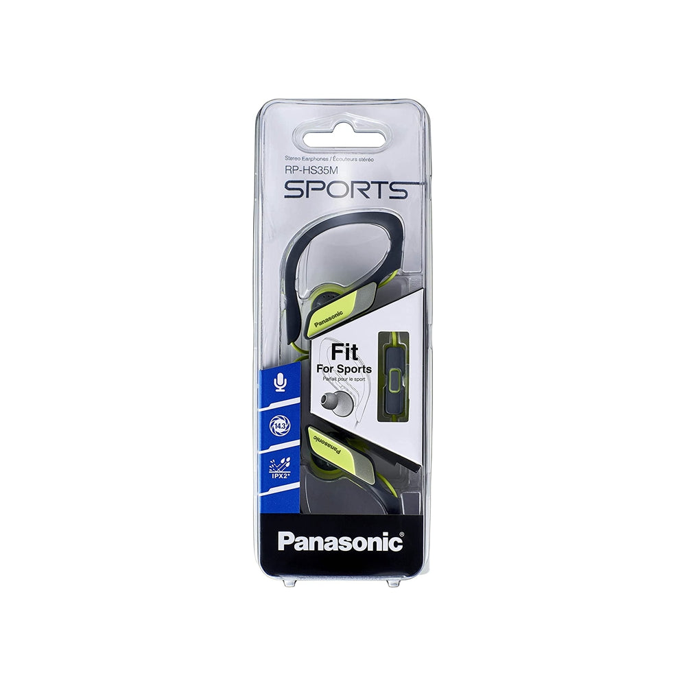 Panasonic RP-HS35ME - Auriculares Deportivos (Impermeable, Uso Cómodo y Ultraligero, Micrófono, Cancelación de Ruido, Deporte para iPhone y Android)