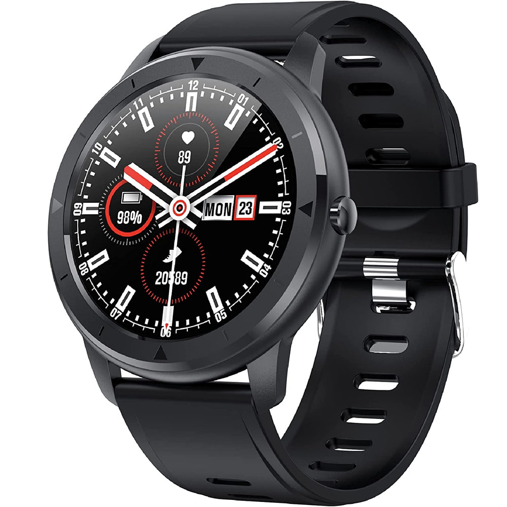 KSIX Reloj Inteligente Eclipse para Hombre Multideporte. Smartwatch Táctil 1.28” IPS Impermeable con Bluetooth. Pulsera de Actividad con Pulsómetro, Medidor de Presión Arterial y Oxígeno en Sangre