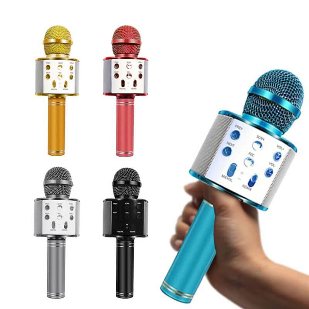 Doki WS-858 - Micrófono, inalámbrico, Bluetooth, HiFi, para karaoke