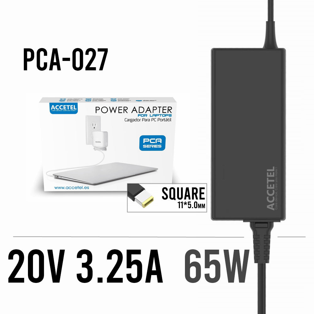 PCA-027 Cargador Levono 20V 3.25A SQUARE (USB) 65W