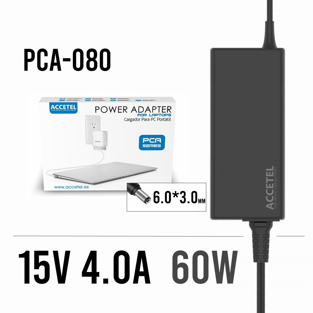 PCA-080 Cargador Toshiba 15V 4A 6.3*3.0mm 60W
