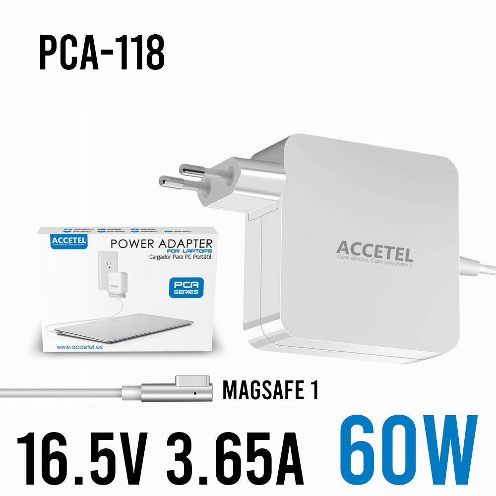 PCA-118 Cargador Macbook 60W 16.5V 3.65A Magsafe 1/L