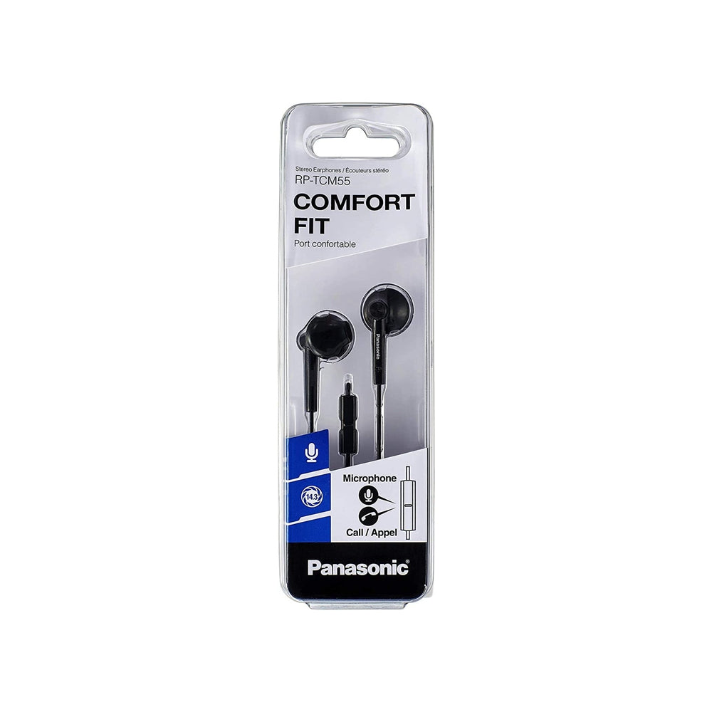 Panasonic RP-TCM55E Auriculares Botón In Ear, con Cable y Micrófono, Sonido Estéreo para Móvil, MP3/MP4, Control Remoto, Ajuste Cómodo