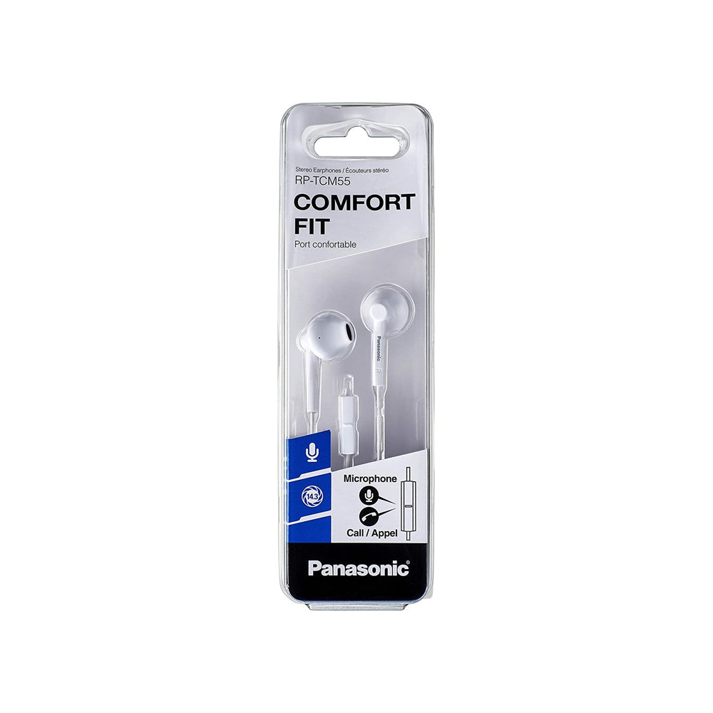 Panasonic RP-TCM55E Auriculares Botón In Ear, con Cable y Micrófono, Sonido Estéreo para Móvil, MP3/MP4, Control Remoto, Ajuste Cómodo