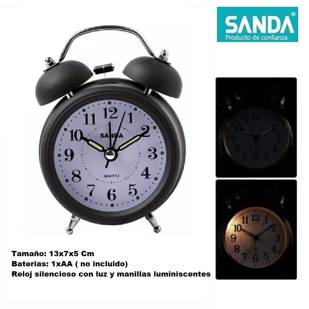 SANDA SD-4059 Reloj despertador con marco de Metal