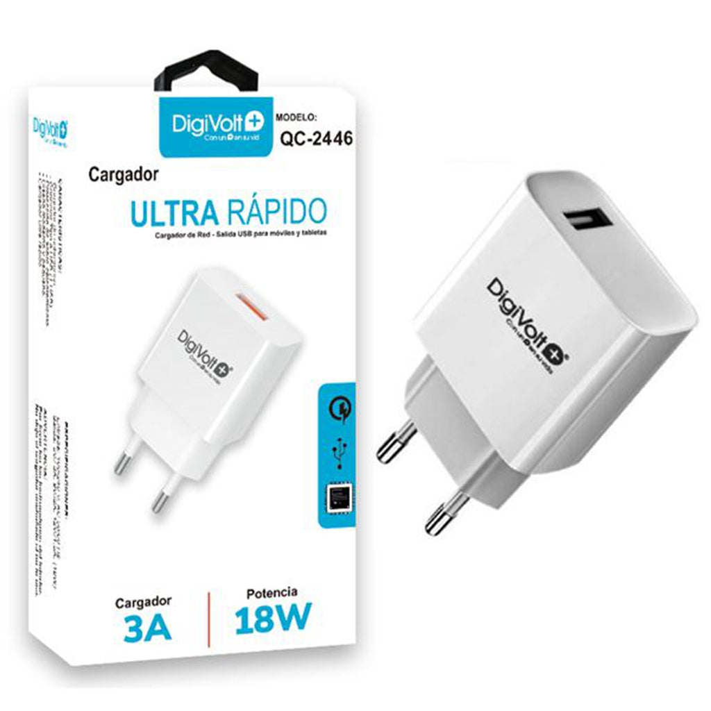 Digivolt Cargador Quick Charge 3am/18w Salida Usb Qc-2446