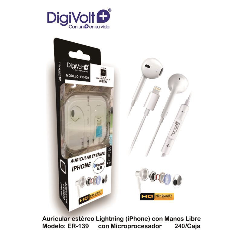 Digivolt ER-139 Digivolt Auricular Lightning con Micro para Móvil