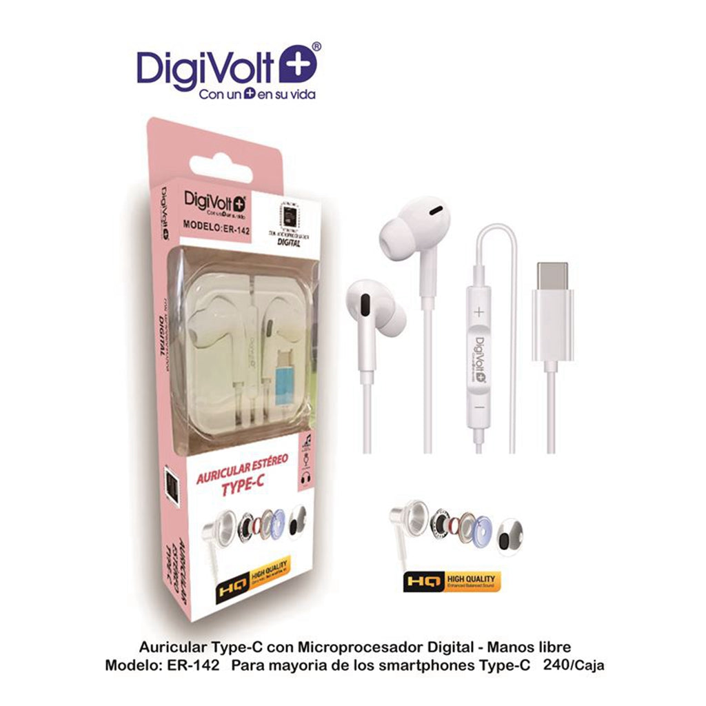 Digivolt Auriculares Con Cable Y Micrófono Tipo C Er-142