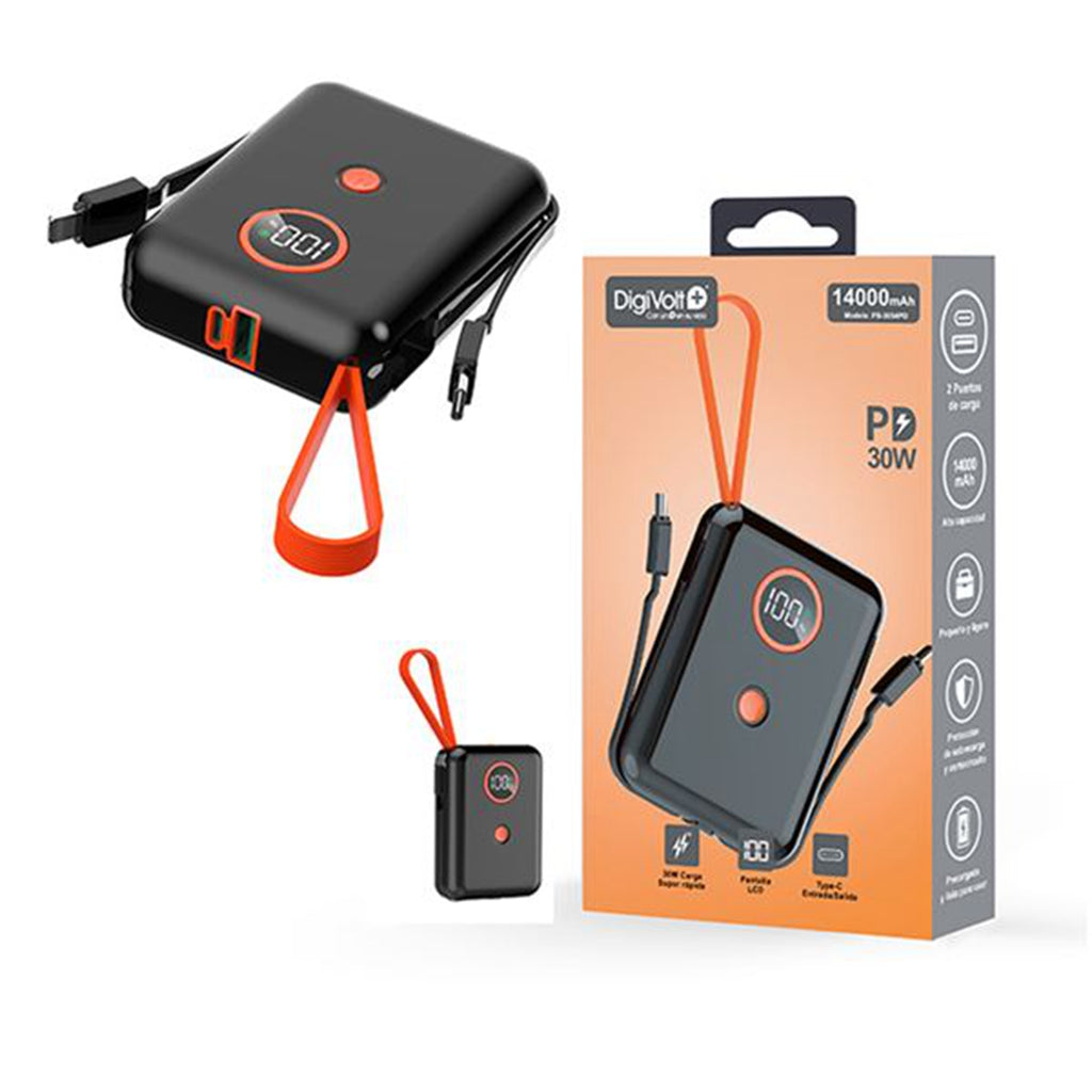 Digivolt PB-3054PD Power Bank 14000 Mah 30w Tipo C + Usb Pantalla Lcd