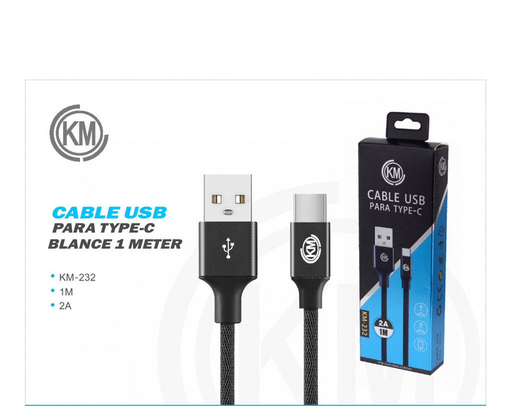 KM-232 CABLE TYPE-C TRENZADO [NEGRO]