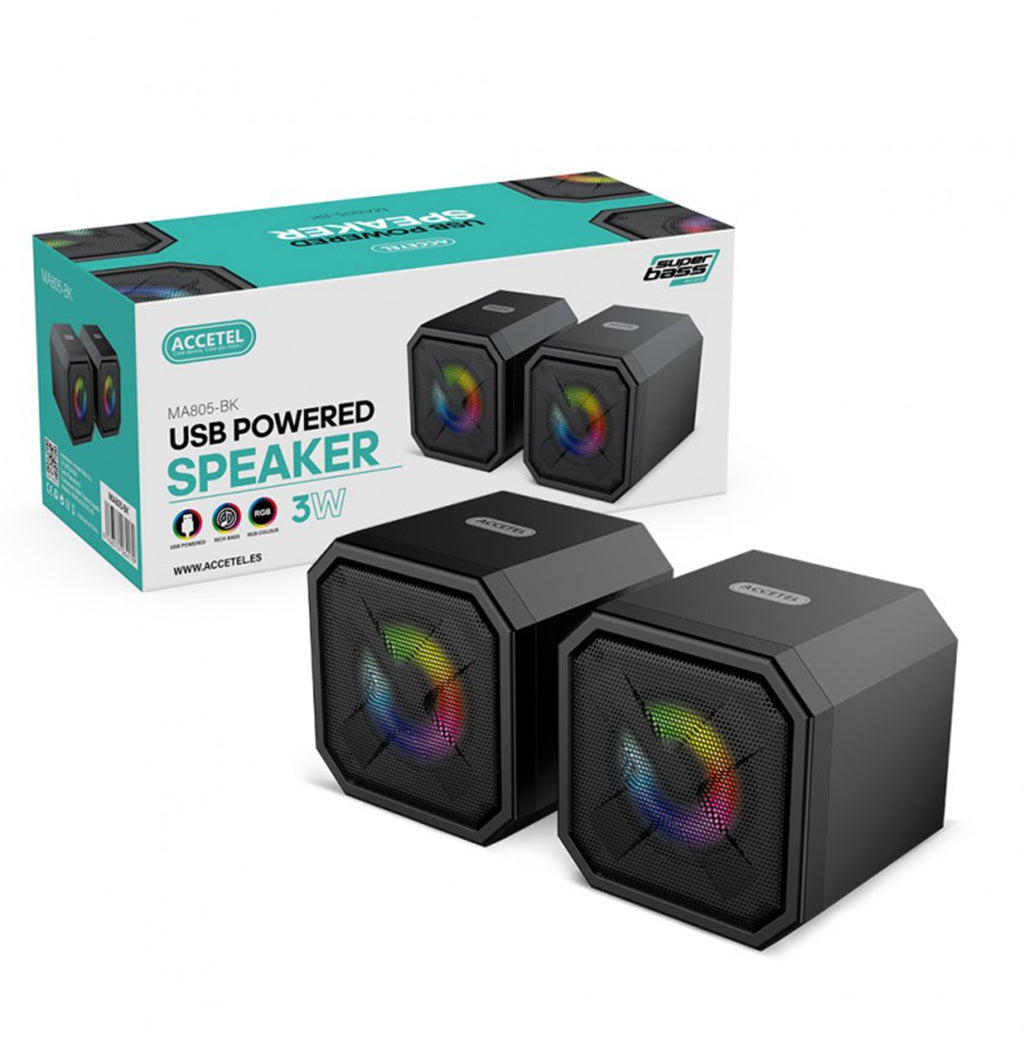 MA805-BK Altavoz Multimedia RGB Iluminación 2.0 - Negro