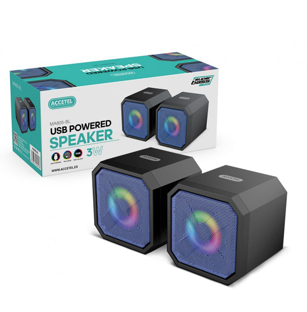 Accetel MA805 Altavoz Multimedia RGB Iluminación 2.0