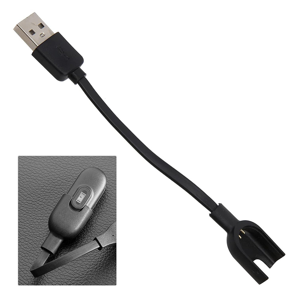 Cable USB carga y sincronización | Compatible con Xiaomi Mi Band 3 | Cargador Xiaomi Mi Band 3 | Cable reemplazo Xiaomi Mi band 3 | Longitud 15 cm | Negro