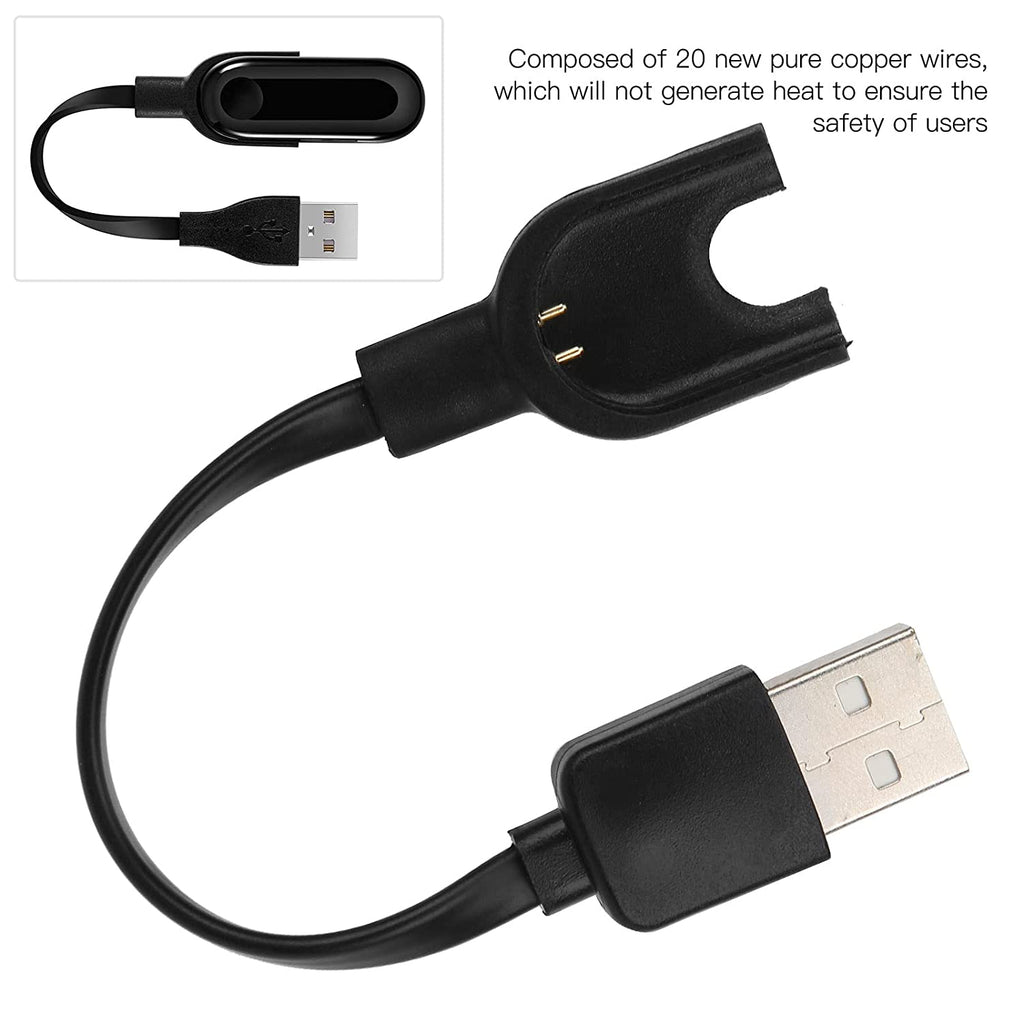 Cable USB carga y sincronización | Compatible con Xiaomi Mi Band 3 | Cargador Xiaomi Mi Band 3 | Cable reemplazo Xiaomi Mi band 3 | Longitud 15 cm | Negro