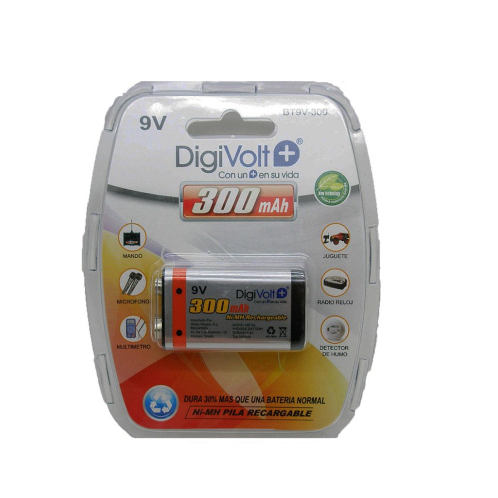 Pila recargable 9V LR61 1u Digivolt BT9V-300 ni-mh 300MAH 9V